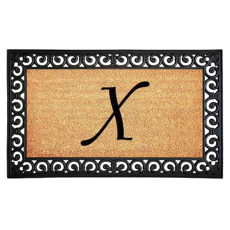 Monogram Door Mat, Black, Natural, 18 in W x 30 in L